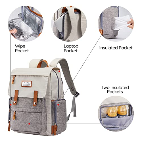 Diaper Bag Backpack Frank Mully Large Multifunction Travel Baby Bag for Mom Dad Cream White