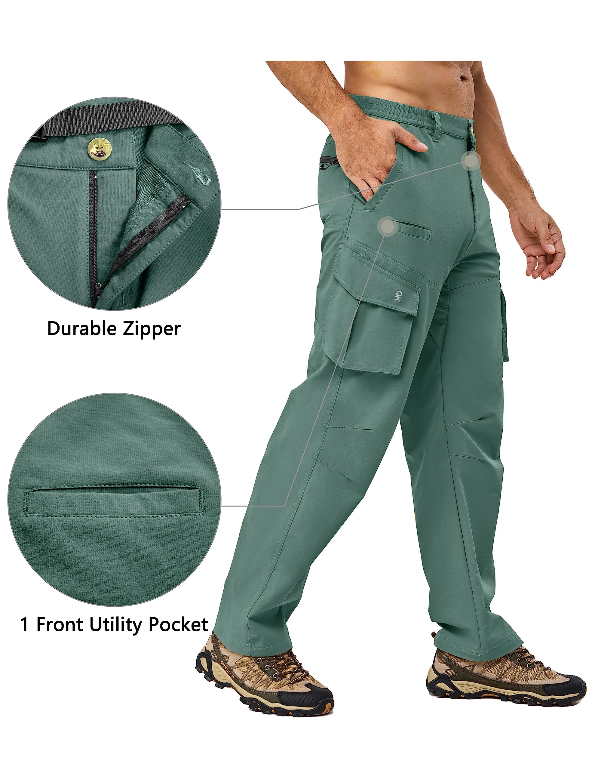 Little Donkey Andy Men's Quick Dry UPF 50+ Cargo Pants, Stretch Lightweight Outdoor Hiking Pants Sage S