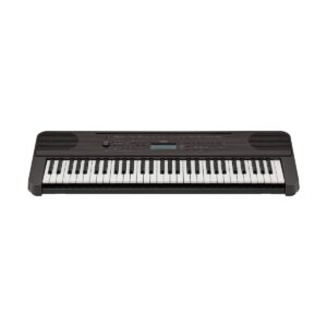 yamaha psre360 61-key touch sensitive portable keyboard with power supply, dark walnut