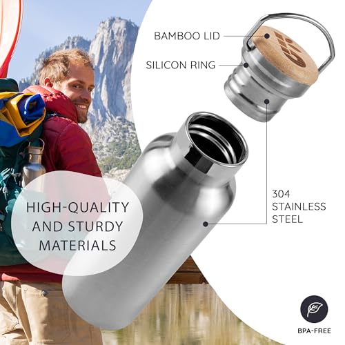 Bambaw Insulated Water Bottle 24oz | Stainless Steel Water Bottle | Insulated Water Bottles | Travel Water Bottle | Metal Water Bottle | Large Water Bottle | Reusable Water Bottle 750 ml