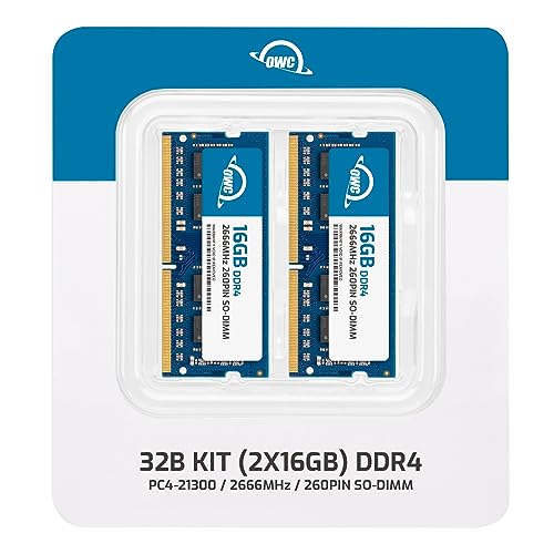 OWC 32GB (2 x 16GB) PC21300 DDR4 2666MHz 260pin SO-DIMMs Memory Ram Module, Compatible with Mac Mini 2018, iMac 2019 and up, and Compatible PCs, (OWC2666DDR4S32P)