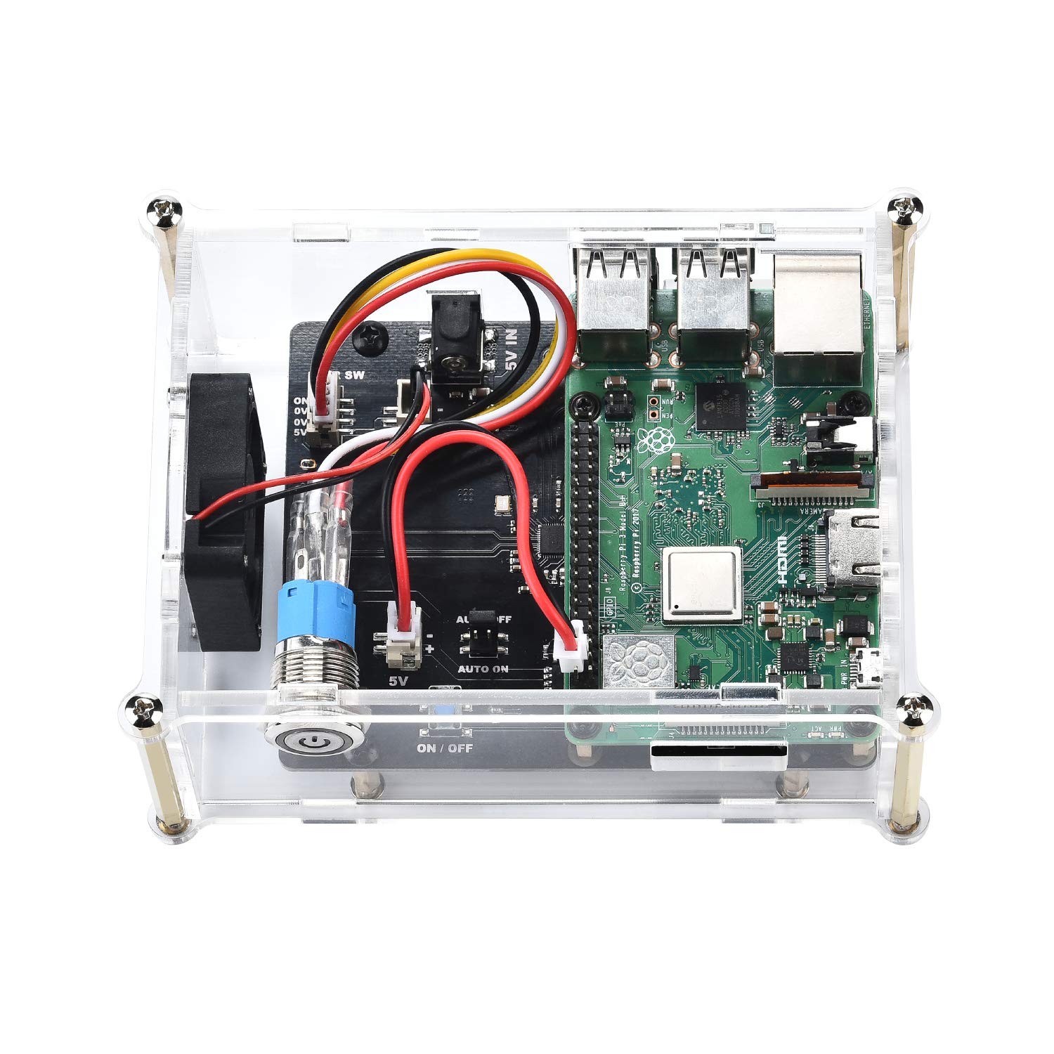 Acrylic Case with Cooling Fan for Raspberry Pi X820 V3.0 2.5" SATA HDD/SSD Shield Expansion Board Kit