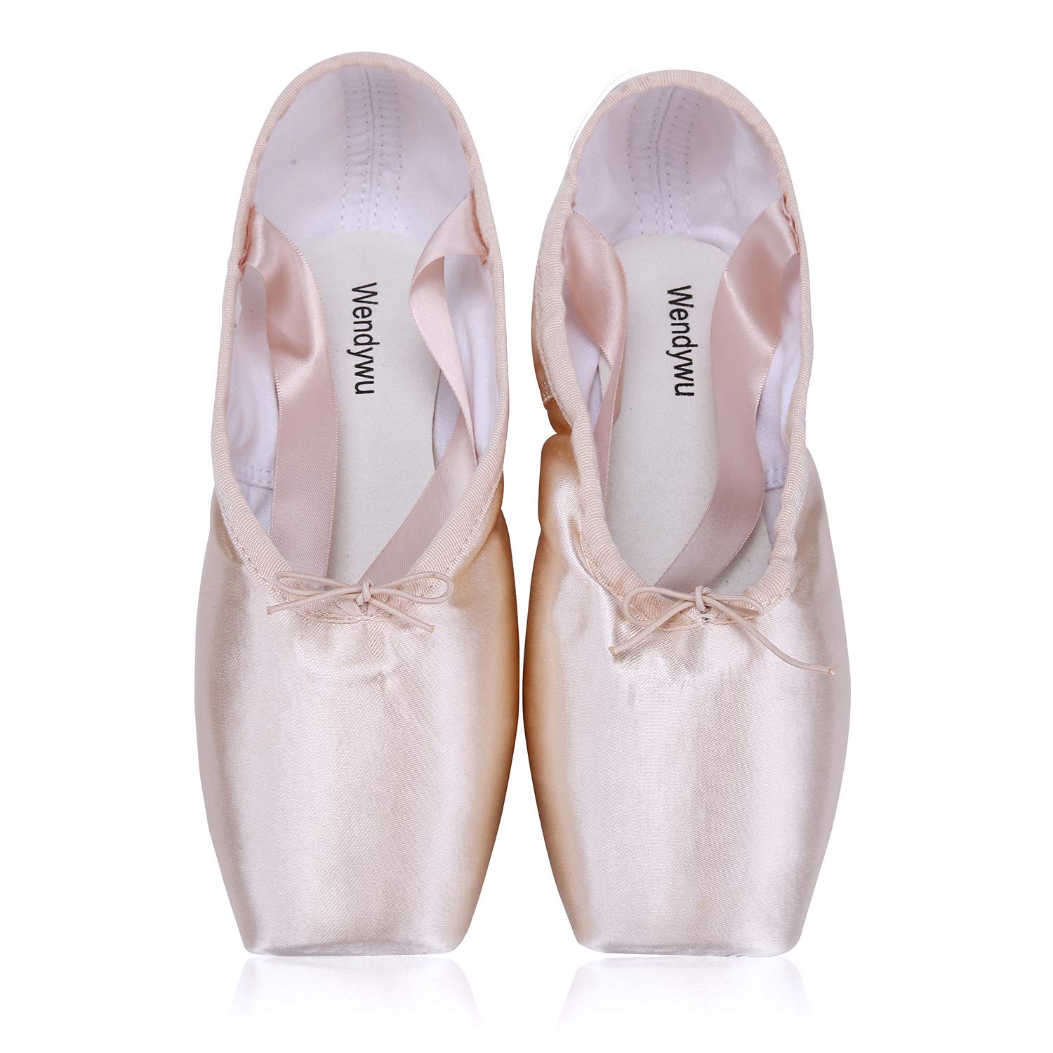 WENDYWU Professional Ballet Pointe Shoes for Kids Girl and Ladies Pink PU Soled Ballet Pointe Dance Shoes with Toe Pads (Pink,10)