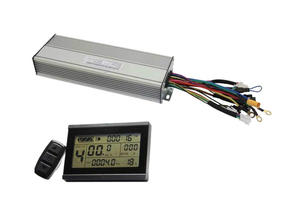 HALLOMOTOR Ebike 36V 48V 18MOSFET 45A 1500W Controller DC Sine Wave Reg Reverse Function Electric Bike+36V 48V LCD3 Display