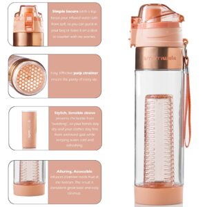 MAMI WATA Fruit Infuser Water Bottle – 24 oz – Tritan Plastic - Unique Stylish Design – Fruit Infused Water recipes eBook & Insulating sleeve – Beautiful Gift Box