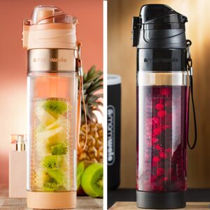 MAMI WATA Fruit Infuser Water Bottle – 24 oz – Tritan Plastic - Unique Stylish Design – Fruit Infused Water recipes eBook & Insulating sleeve – Beautiful Gift Box