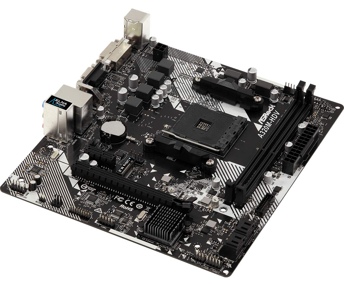 ASRock AMD Ryzen AM4 Compatible with A320 Chip MicroATX Motherboard A320M-HDV R4.0