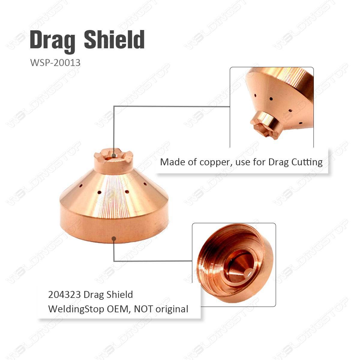 WeldingStop ICE-40C/T Plasma Electrode 192047 204325 Tip 204323 Shield Cap fit Miller Spectrum 625 Cutter PKG-15