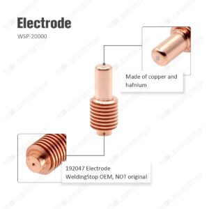 WeldingStop ICE-40C/T Plasma Electrode 192047 204325 Tip 204323 Shield Cap fit Miller Spectrum 625 Cutter PKG-15