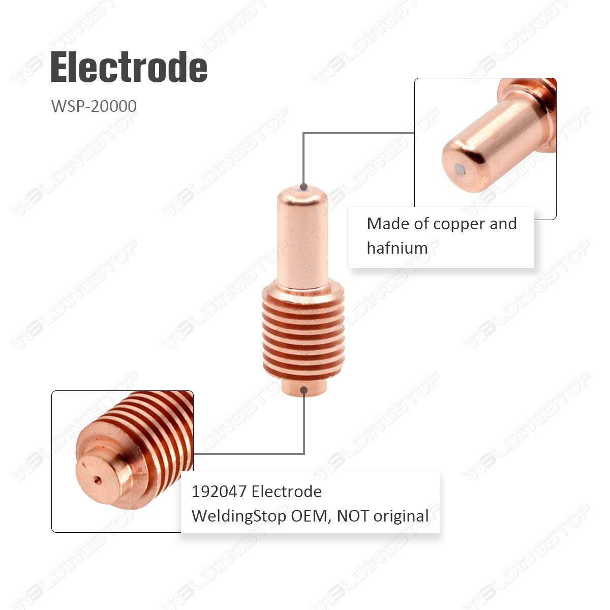 WeldingStop ICE-40C/T Plasma Electrode 192047 204325 Tip 204323 Shield Cap fit Miller Spectrum 625 Cutter PKG-15