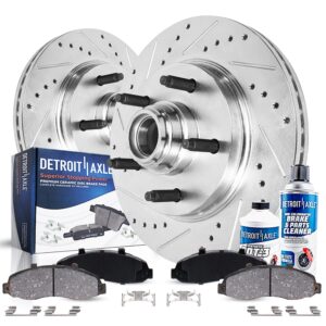 detroit axle - 2wd front brake kit for 2000-2003 ford f-150, 2001 2002 [5-lug] drilled & slotted disc brake rotors ceramic brakes pads replacement