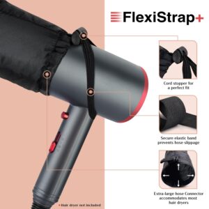 ELEGANTY Soft Bonnet Hood Hairdryer Attachment with Headband that Reduces Heat Around Ears and Neck to Enjoy Long Sessions - Used for Hair Styling, Deep Conditioning and Hair Drying (Black)