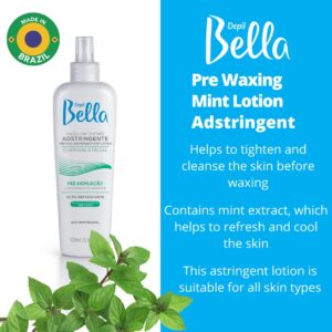 Depil Bella Pre Waxing Astringent Lotion with Mint Extract | Perfect for Smooth and Clean Waxing | 500ml