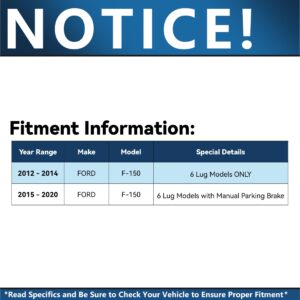 Detroit Axle - 6 Lugs Brake Kit for 12-20 Ford F-150 [with Manual Parking Brake] Ceramic Brakes Pads 2012 2013 2014 2015 2016 2017 2018 2019 2020: 13.78'' inch Front and 13.70'' inch Rear Brake Rotors
