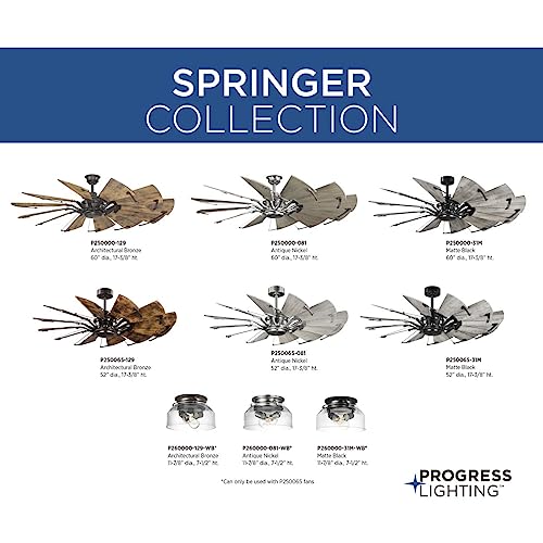 Progress Lighting P250000-081 Springer Ceiling Fans, 60 in, Nickel