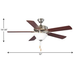 AirPro Collection 52" Five-Blade Ceiling Fan with White Etched Light Kit