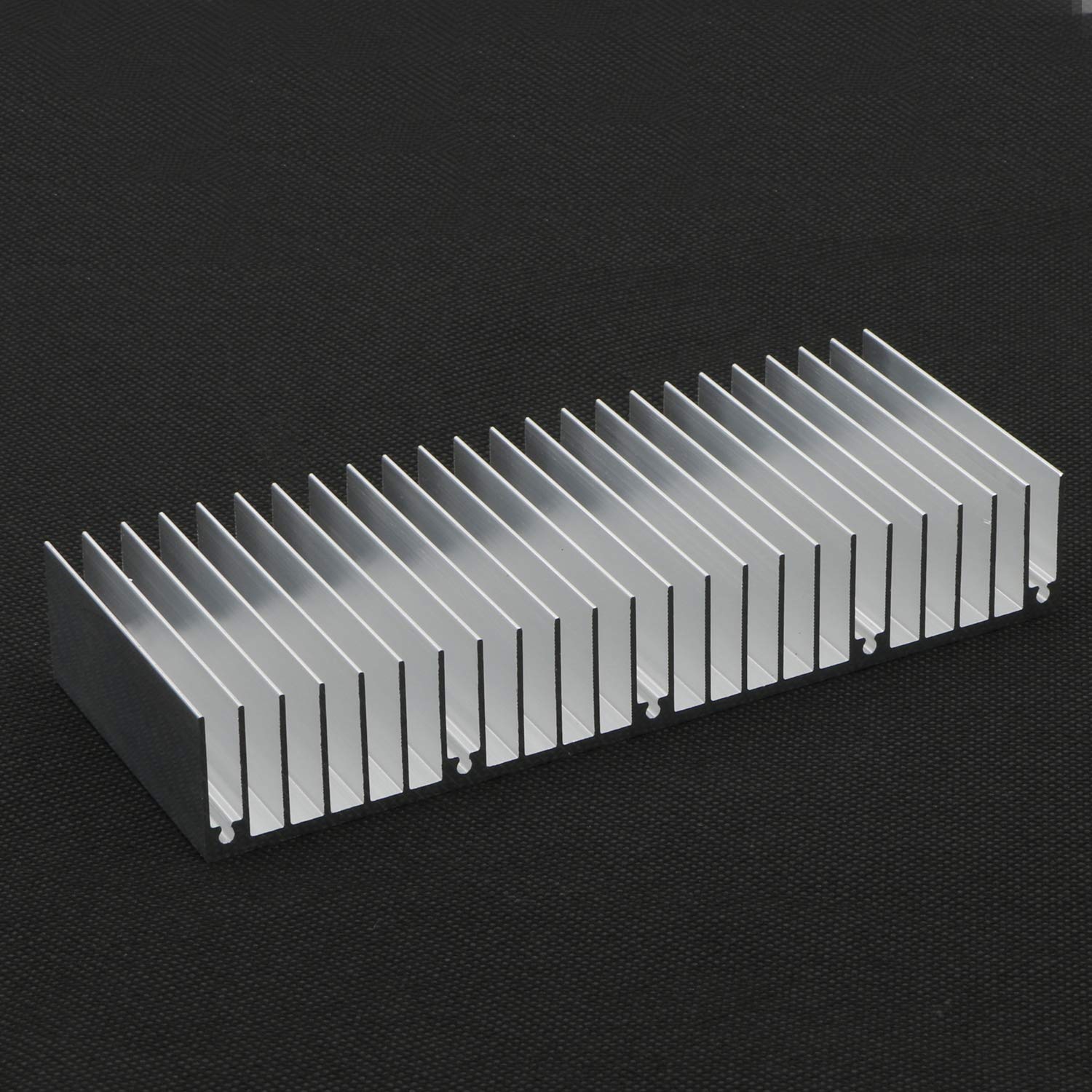 JIUWU Aluminum Heat Sink Heatsink Module Cooler Fin Heat Radiator Board Cooling for Amplifier Transistor Semiconductor Devices Silver Tone 150mm (L) x 60mm (W) x 25mm (H) 2pcs Set