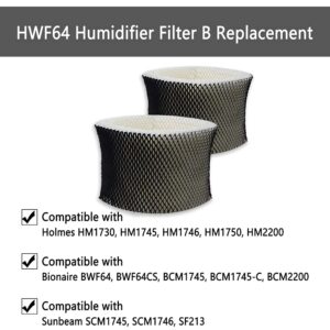 Mumaxun 2pcs Replacement for HWF64 Humidifier Filter B fit Holmes, Sunbeam, Bionaire - HM1730, HM1745, HM1746, HM1750, HM2200, SCM1745, SCM1746, BWF64,BWF64CS, BCM1745, BCM1745-C, BCM2200