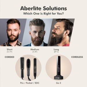 Aberlite EDC - Premium Beard Straightener Brush for Men - Professional Straightening Tool Heated Comb - Beard Kits for Men - Beard Kits Gift Sets Men - Beard Grooming Kit for Men Gift Set (Black)