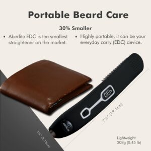 Aberlite EDC - Premium Beard Straightener Brush for Men - Professional Straightening Tool Heated Comb - Beard Kits for Men - Beard Kits Gift Sets Men - Beard Grooming Kit for Men Gift Set (Black)