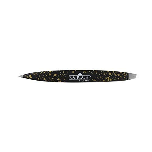 F.A.R.A.H. Z-Tweeze Professional Stainless Steel Dual Ended Precision Tweezers Galaxy Gold Style with Slanted and Pointed Tips