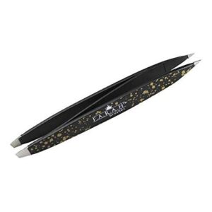 F.A.R.A.H. Z-Tweeze Professional Stainless Steel Dual Ended Precision Tweezers Galaxy Gold Style with Slanted and Pointed Tips