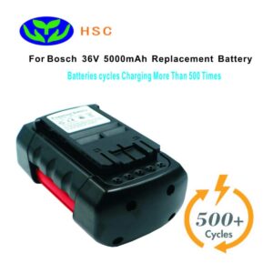 5.0Ah 18650 Battery BOS36A Li-ion Battery 36V Replacement for Bosch 36V Battery BAT810 BAT836 BAT840 D70771 2607336003 2607336004 2607336107 2607336108 2607336173