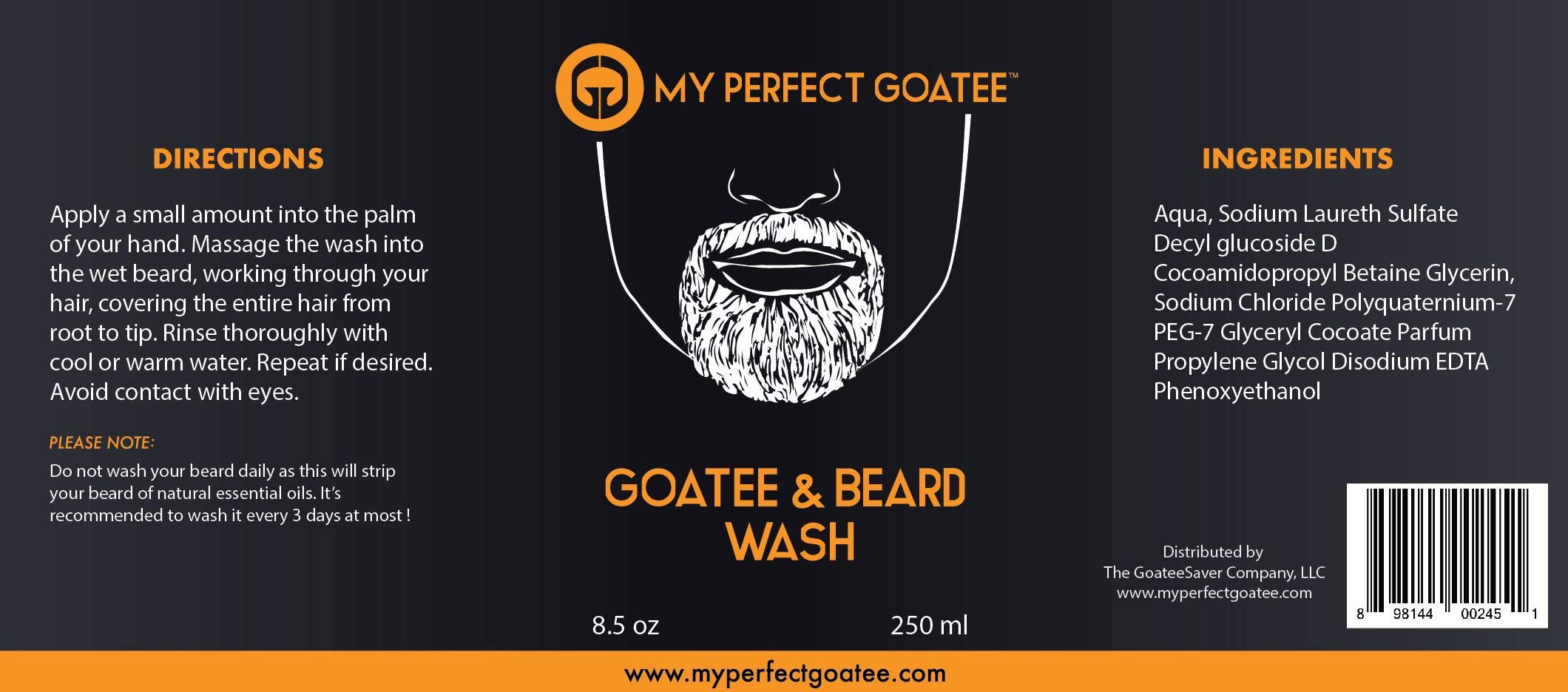 My Perfect Goatee®️ Premium Beard Wash Hydrating Facial Hair Cleanser (8.5 oz Beard Wash)