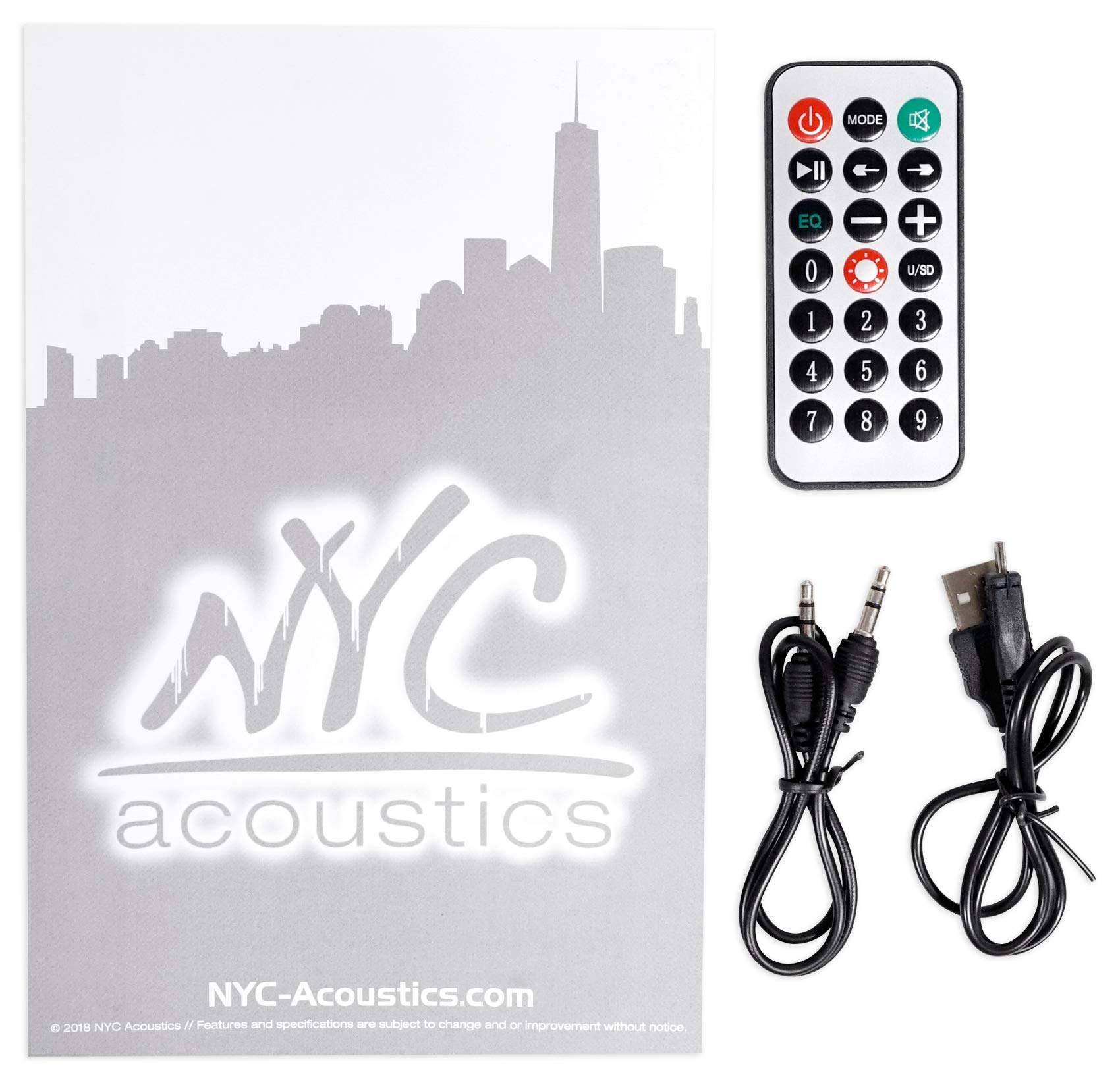 NYC Acoustics X-Tower Dual 4" Bluetooth Speaker w/Sound Activated LED's+Remote Bundle with Rockville RWM1203VH VHF Wireless Dual Handheld Microphone System/Digital Display