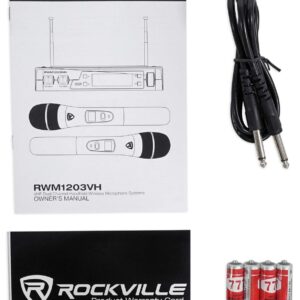 NYC Acoustics X-Tower Dual 4" Bluetooth Speaker w/Sound Activated LED's+Remote Bundle with Rockville RWM1203VH VHF Wireless Dual Handheld Microphone System/Digital Display