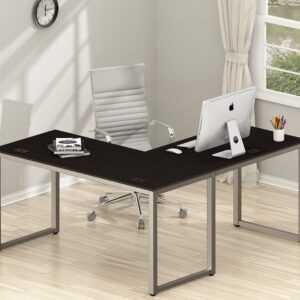 SHW Home Office 55"x60" Large L Shaped Corner Desk, 24" Deep, Espresso