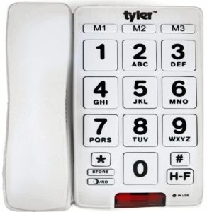 tyler tbbp-3-wh big button corded phone with speakerphone for seniors and ease of use