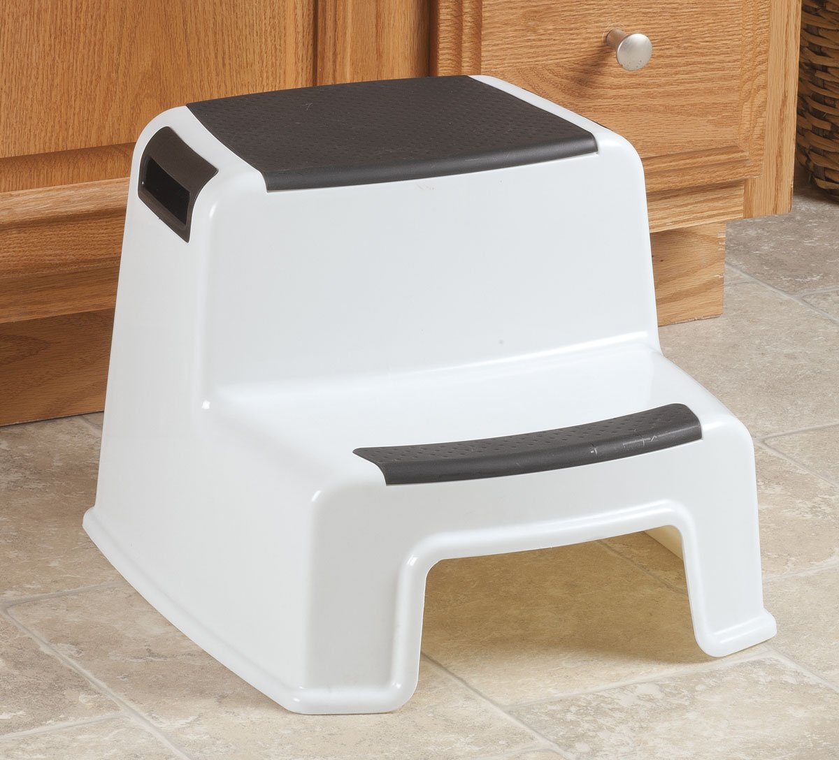 Two-Tier Portable Stepping Stool - Safe and Easy 2-Step Design | Textured Surfaces, Sturdy, and 280 lbs Capacity | Built-in Handles | Indoor and Outdoor Use | 13 1/2" x 12" x 10 1/4, by LivingSURE