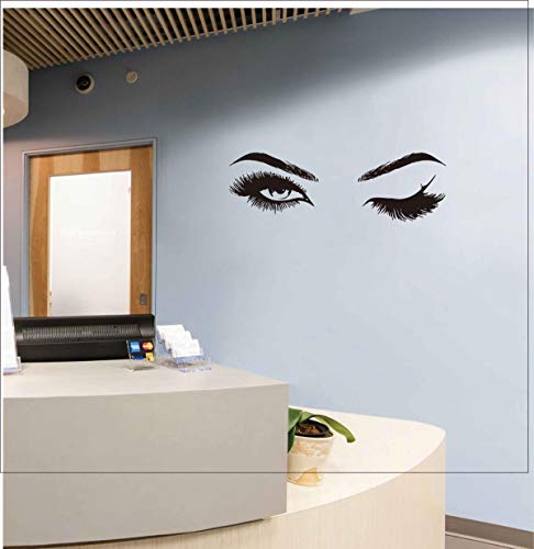 DXLING 49.2inch Large Beauty Salon Eyelash Wall Decor Stickers Make Up Store Home Decoration Murals (LC560 Black）