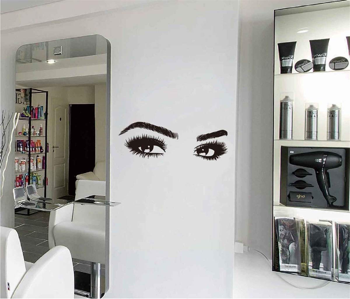 DXLING 42.5X15.3inches Beauty Salon Eyelashes Quote Eyebrow Wall Decor Stickers Make Up Eye Store Home Decoration Murals (LC464 Black)