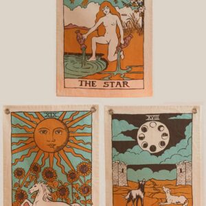 SheetKart The Sun, Moon and Star Tarot Tapestries - Aesthetic Bohemian Wall Hanging Tapestry for Bed Room Home Decor