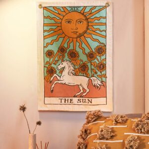 SheetKart The Sun, Moon and Star Tarot Tapestries - Aesthetic Bohemian Wall Hanging Tapestry for Bed Room Home Decor