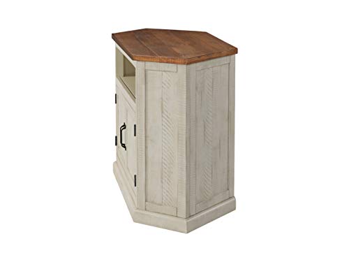 Martin Svensson Home Rustic Solid Wood Corner TV Stand, Antique White and Honey Tobacco