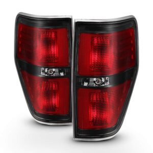 acanii - for 2009-2014 ford f150 styleside pickup truck w/black trim tail lights brake lamps pair driver+passenger side