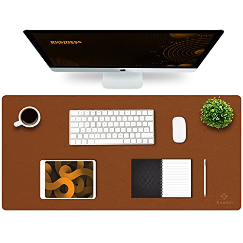 K KNODEL Leather Desk Mat, Large Office Desk Pad, Computer Desk Mat, Laptop Mat for Desk, Desk Protecor Mat, Desktop Mat, Desk Writing Pad, Desk Blotter Pad, Desk Cover Mat (35.4"x17", Brown)