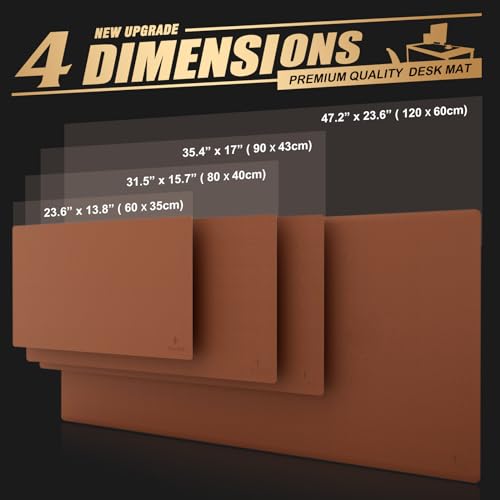 K KNODEL Leather Desk Mat, Large Office Desk Pad, Computer Desk Mat, Laptop Mat for Desk, Desk Protecor Mat, Desktop Mat, Desk Writing Pad, Desk Blotter Pad, Desk Cover Mat (35.4"x17", Brown)