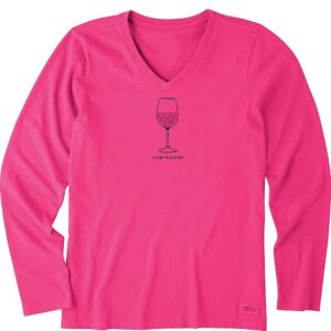 life is good womens long sleeve graphic t-shirt crusher collection,wine,fiesta pink,x-small