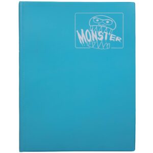monster binder - 9 pocket trading card album - matte blue (anti-theft pockets hold 360+ yugioh, pokemon, magic the gathering cards)