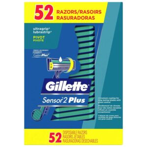 gillette two boxes of 52 men's custom plus disposable razor with powder lubrastrip (104 count)