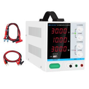 DC Power Supply Variable 30V 10A, 4-Digital LED Display, Precision Adjustable Switching Regulated Multifunctional Power Supply Digital with USB Interface, Disply with Output Power Lab Grade