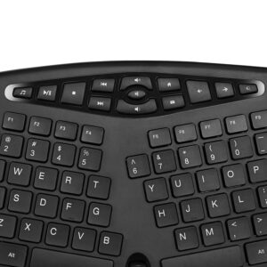 Adesso Truform Media 1600 (WKB-1600CB) 2.4GHz RF Wireless Ergonomic Keyboard and Optical Mouse , Multi-Media Keys and Adjustable DPI Mouse 5 Million Keystrokes Black