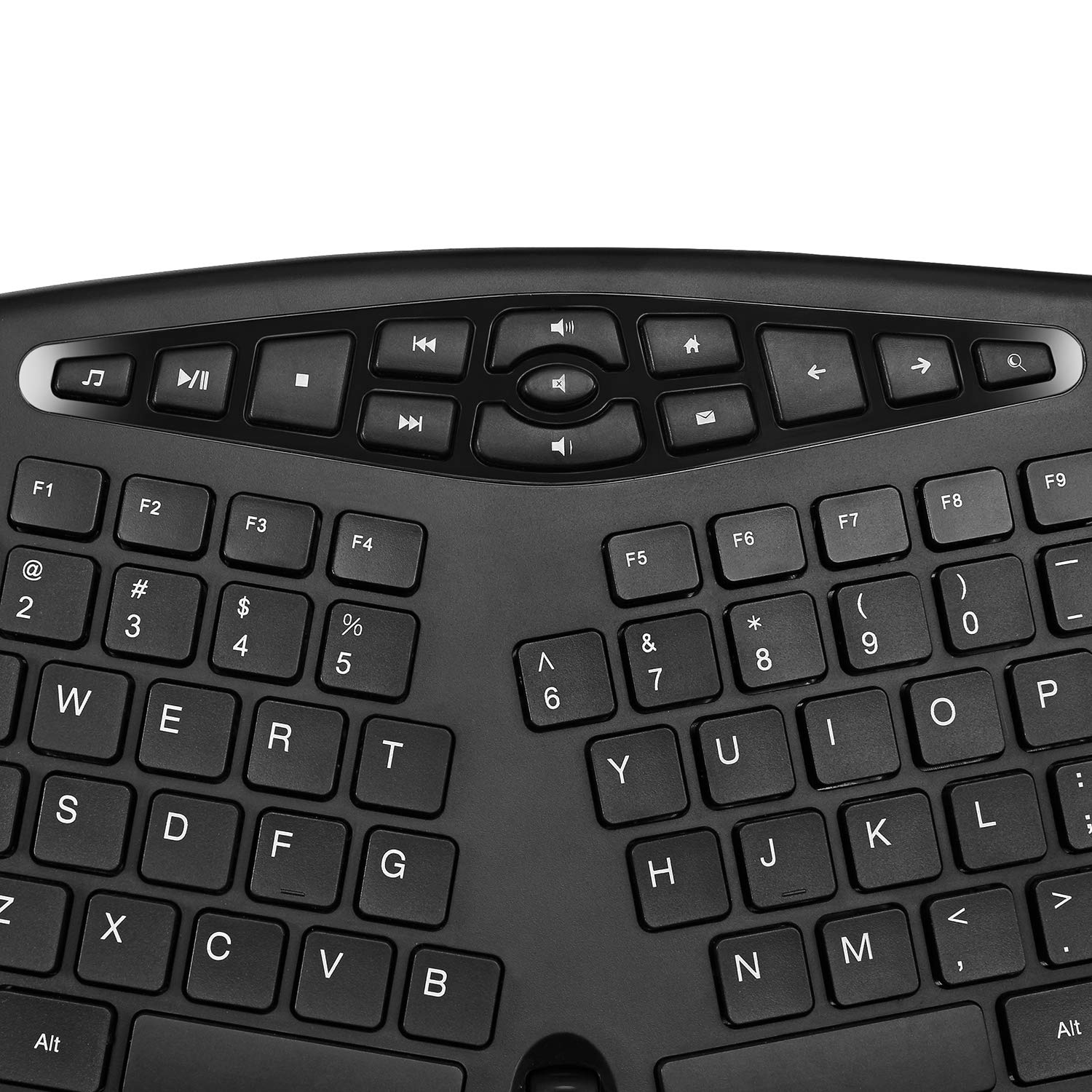 Adesso Truform Media 1600 (WKB-1600CB) 2.4GHz RF Wireless Ergonomic Keyboard and Optical Mouse , Multi-Media Keys and Adjustable DPI Mouse 5 Million Keystrokes Black