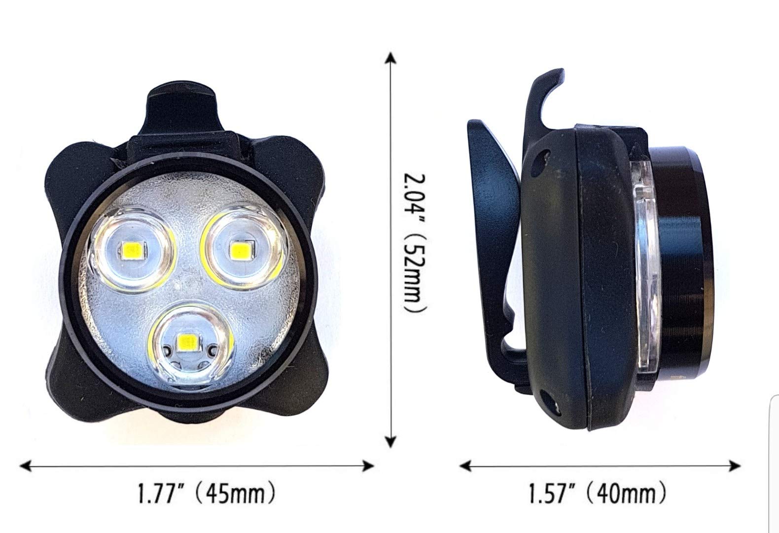 FREE LIGHT LED Bicycle Lights, Front and Rear Bike Lights Set, Black Aluminum Alloy and Durable Plastic, 4 Light Functions, 2 USB Cables Included and 4 Straps.