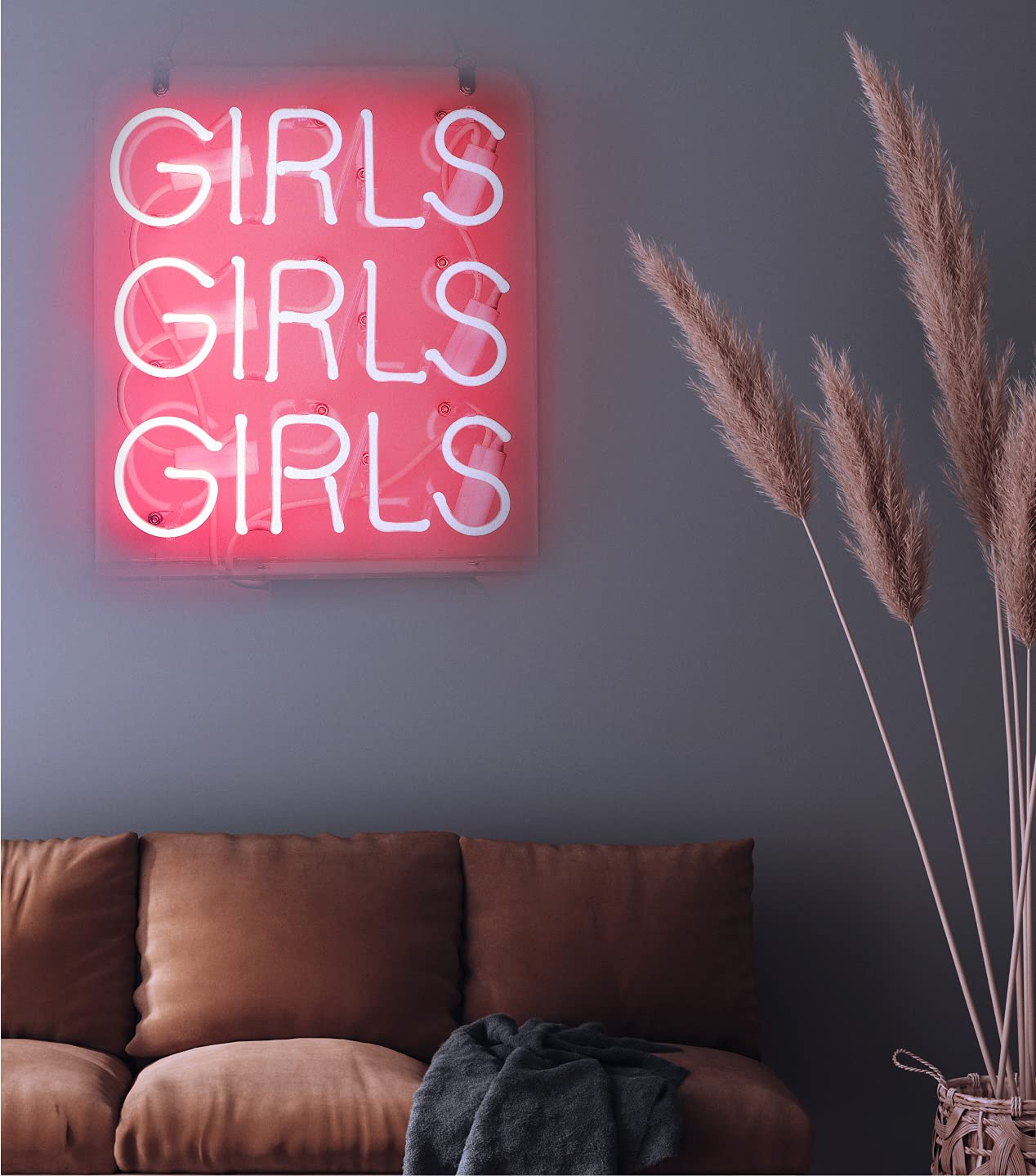 Neon Signs Girls, Pink Neon Girls Girls Girls Signs, Neon Wall Sign Light, Hanging Neon Lights, Custom Neon Words Real Neon for Wall Bedroom Room Decor Bar for Party Christmas Holiday Decoration Sign