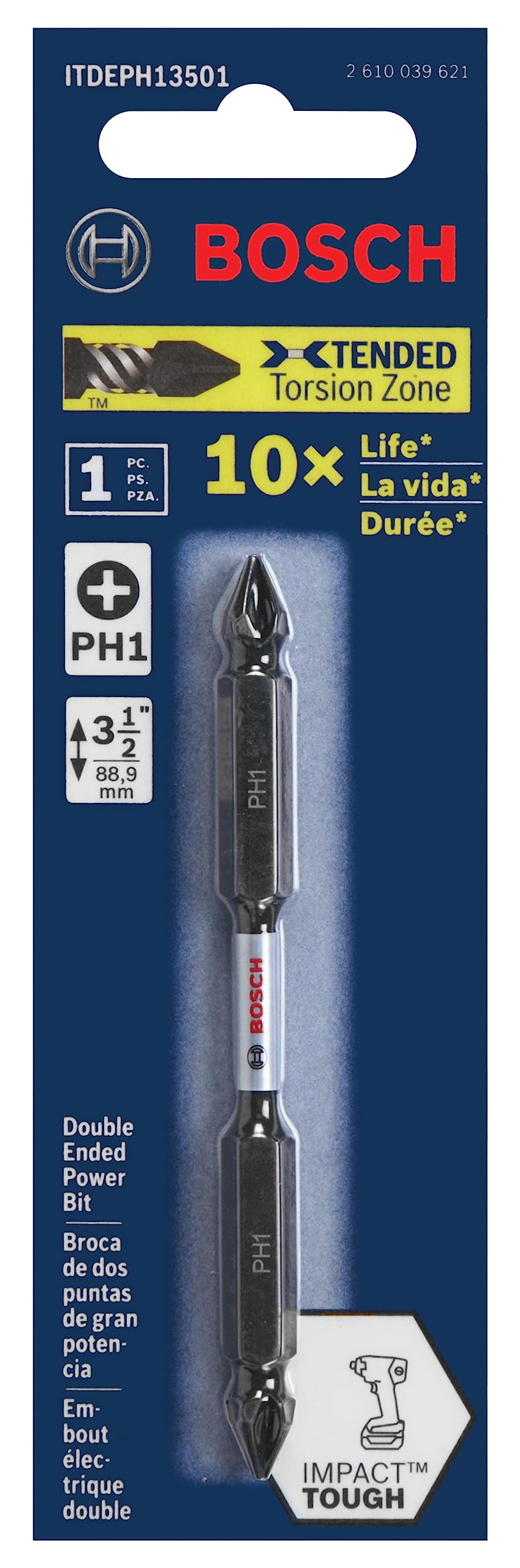 BOSCH ITDEPH135B 10-Pack 3-1/2 In. Phillips #1 Impact Tough Double-Ended Screwdriving Bits